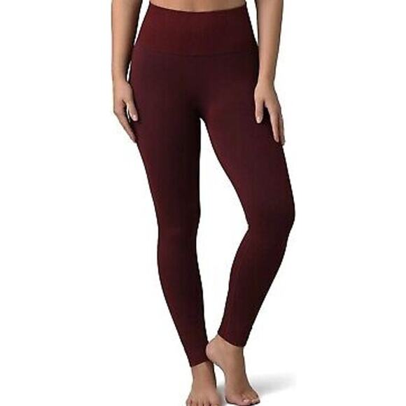 prAna Sopra Seamless Leggings High Rise Ribbed Knit Yoga Athletic Maroon Red XS - Picture 1 of 6